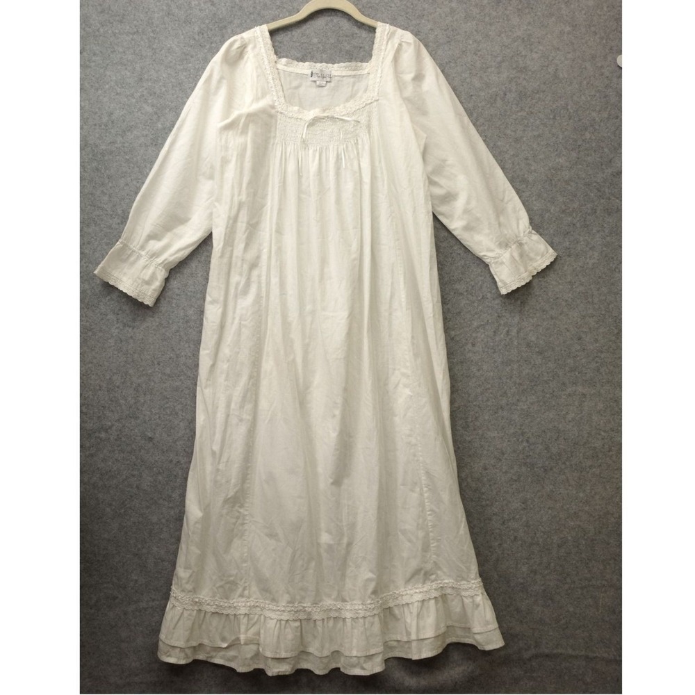 THE 1 FOR U Nightgown Womens LARGE White Victorian Cottage Coquette Prairie